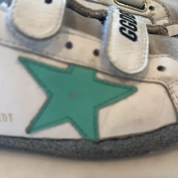 GOLDEN GOOSE Old School Leather Grip-Strap Glitter-Sole Sneakers size 35 us 5