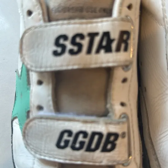 GOLDEN GOOSE Old School Leather Grip-Strap Glitter-Sole Sneakers size 35 us 5