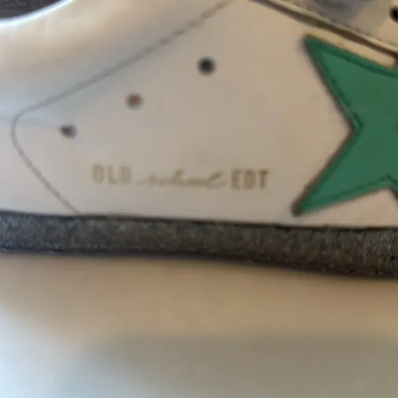 GOLDEN GOOSE Old School Leather Grip-Strap Glitter-Sole Sneakers size 35 us 5