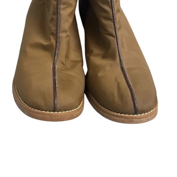 Golo Brown Heeled Boots Chunky Heel Strap Detail Sherpa Lined Rainboot Material
