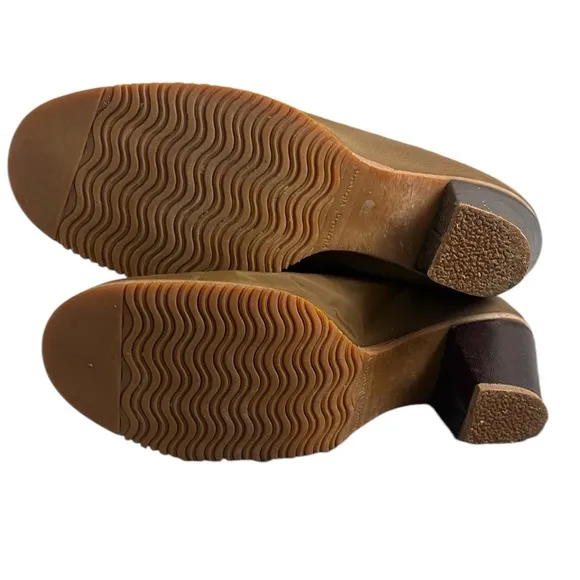 Golo Brown Heeled Boots Chunky Heel Strap Detail Sherpa Lined Rainboot Material