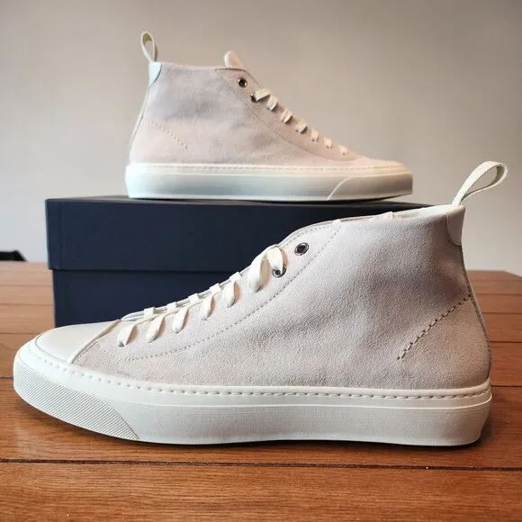 Good Man Brand Legacy High Top Sneakers Mens Sz 10.5 Suede Beige Off-White $248