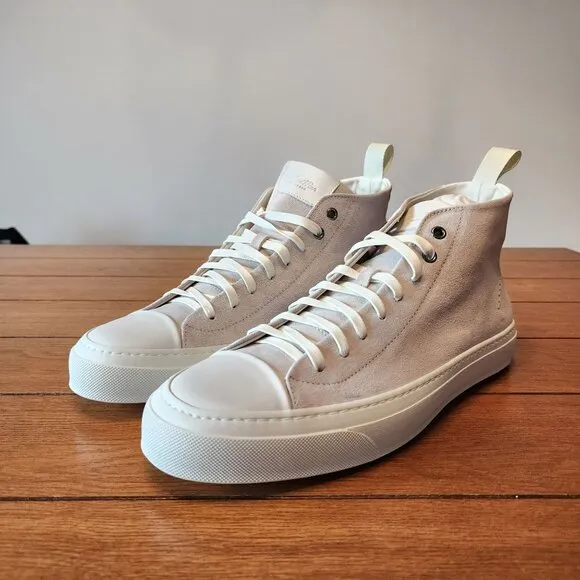 Good Man Brand Legacy High Top Sneakers Mens Sz 10.5 Suede Beige Off-White $248