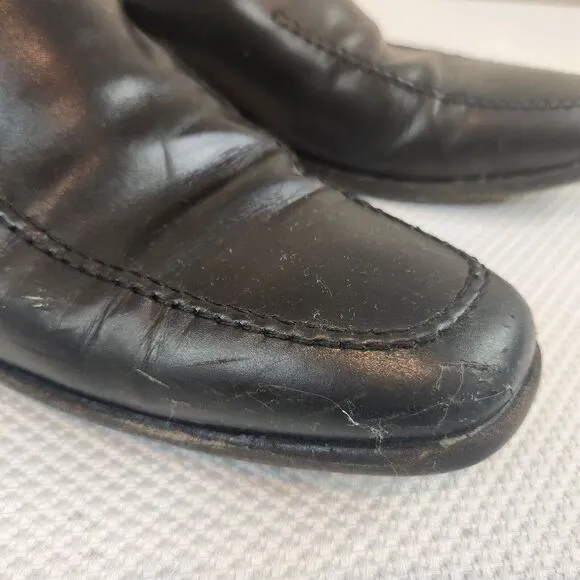 Gordon Rush Black Leather Loafers 10.5 Made In Italy Driving Shoes Slip On