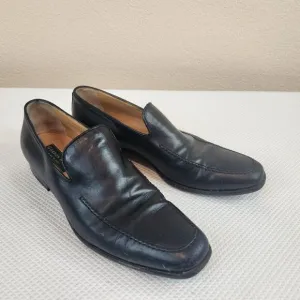 Gordon Rush Black Leather Loafers 10.5 Made In Italy Driving Shoes Slip On
