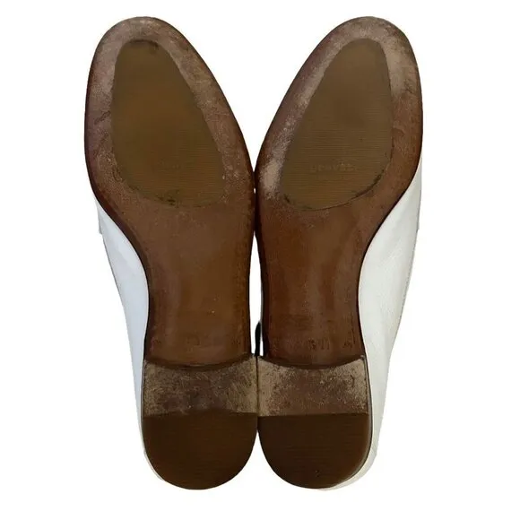 Gravati Two Tone White and Brown Woven Leather Penny Loafers Women's Size 8.5
