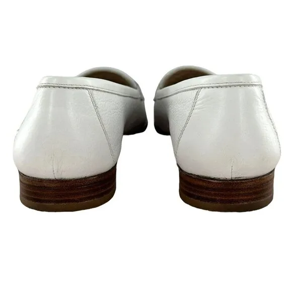Gravati Two Tone White and Brown Woven Leather Penny Loafers Women's Size 8.5