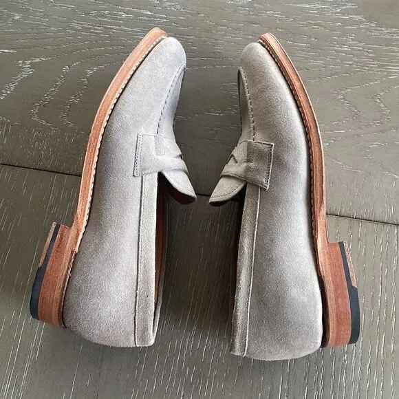 GRENSON Shoes Gray Suede Leather Penny Loafers Women’s Size 37