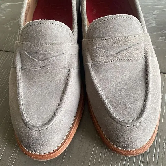 GRENSON Shoes Gray Suede Leather Penny Loafers Women’s Size 37