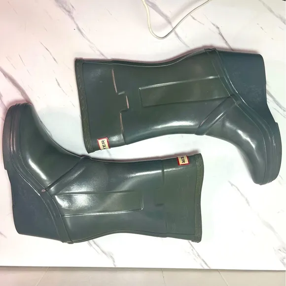 Grey Hunter Mid Calf Wedge Rain Boots Kellan USE 5