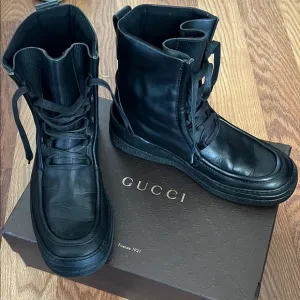 Gucci Black Leather Platform Boots