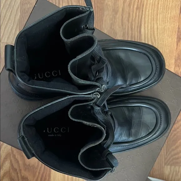 Gucci Black Leather Platform Boots