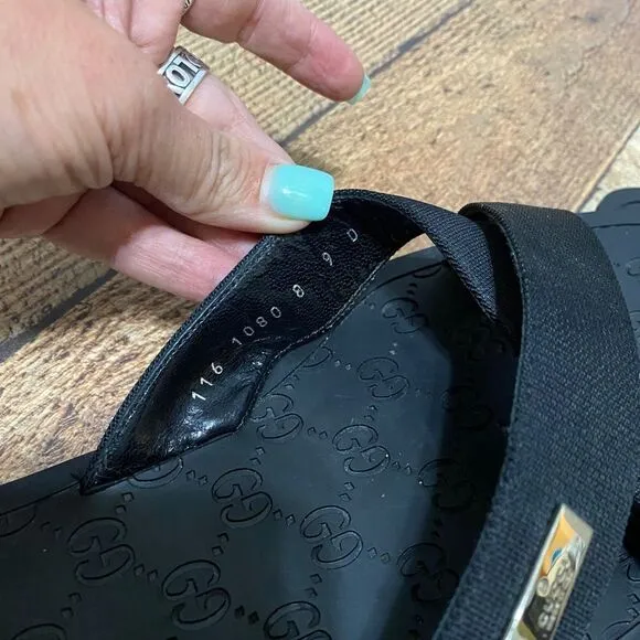 Gucci canvas slides sandals 9D
