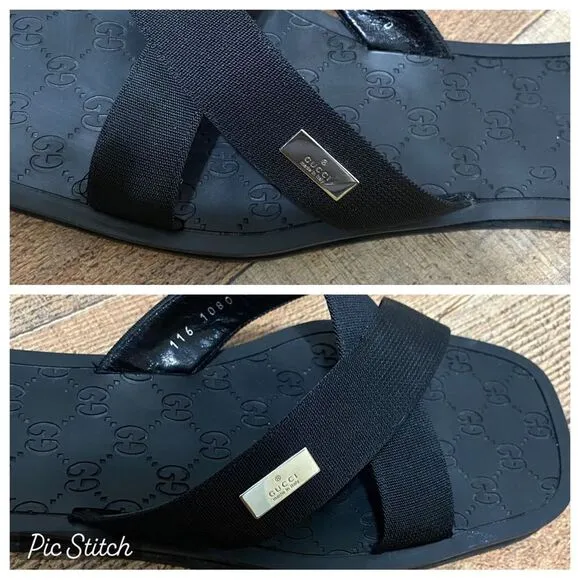 Gucci canvas slides sandals 9D