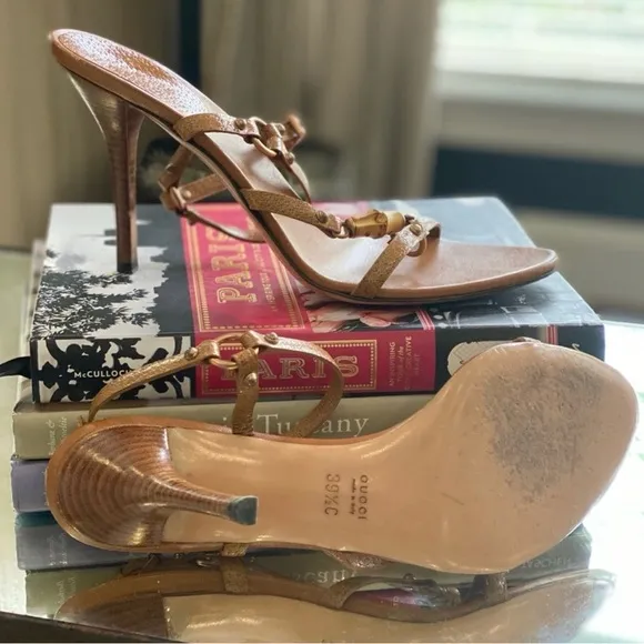 Gucci Caramel Leather Bamboo Tassel Open Toe Sandal
