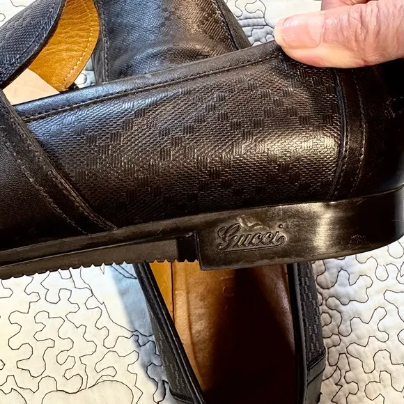GUCCI Hilary Lux Diamante Men’s Black Leather  Penny Loafers EU 42.5 US 9 ❤️