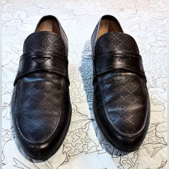 GUCCI Hilary Lux Diamante Men’s Black Leather  Penny Loafers EU 42.5 US 9 ❤️