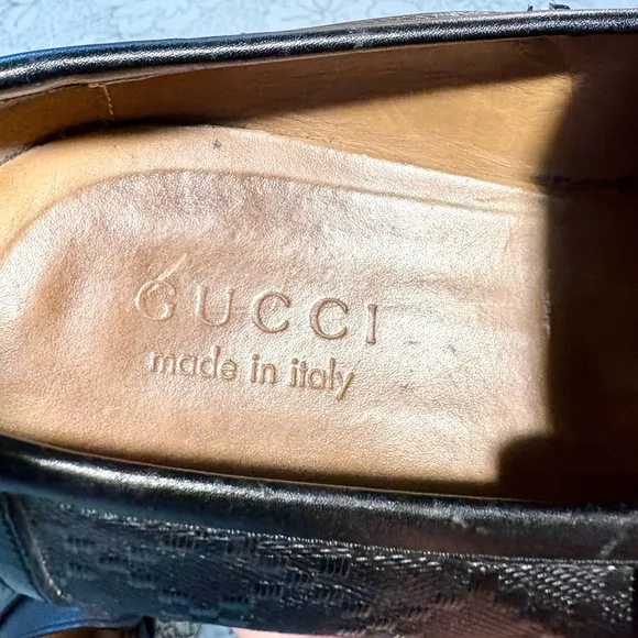 GUCCI Hilary Lux Diamante Men’s Black Leather  Penny Loafers EU 42.5 US 9 ❤️