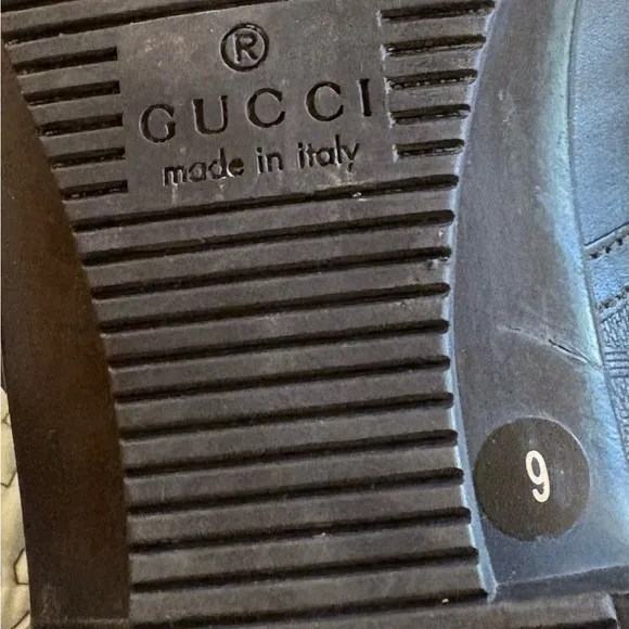 GUCCI Hilary Lux Diamante Men’s Black Leather  Penny Loafers EU 42.5 US 9 ❤️
