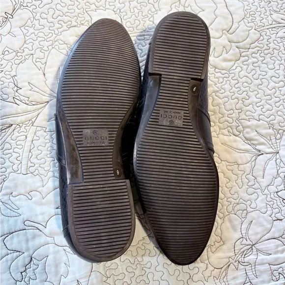 GUCCI Hilary Lux Diamante Men’s Black Leather  Penny Loafers EU 42.5 US 9 ❤️