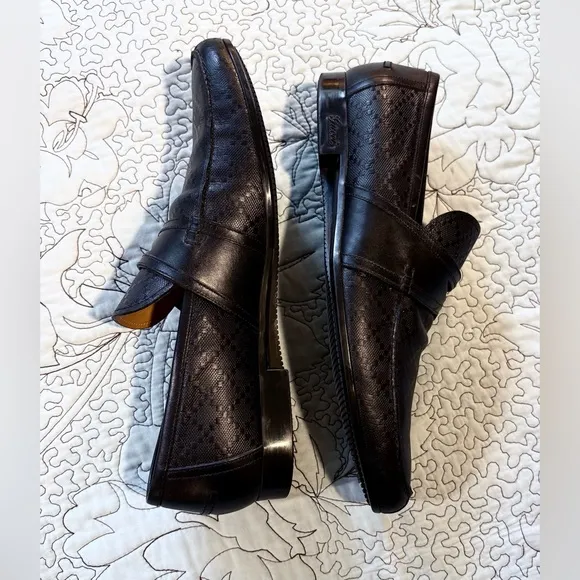 GUCCI Hilary Lux Diamante Men’s Black Leather  Penny Loafers EU 42.5 US 9 ❤️