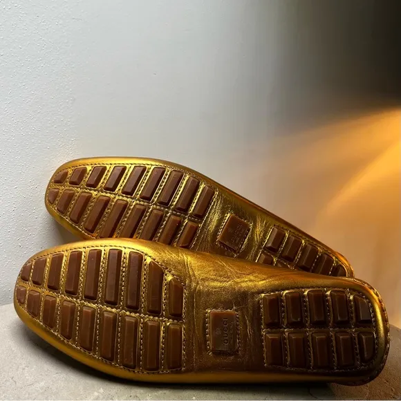 Gucci Horsebit Accent Leather Driving Loafers