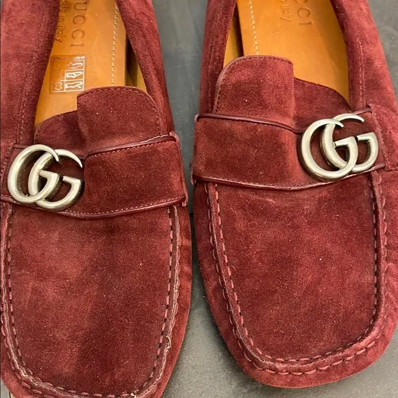 Gucci Men's Burgundy Suede Driving Loafers