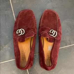 Gucci Men's Burgundy Suede Driving Loafers