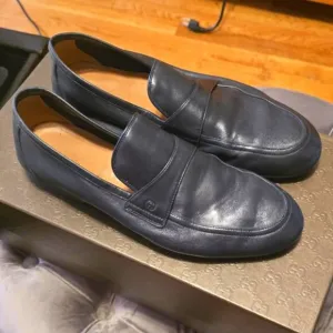 GUCCI Nappa Leather Loafers Men's 7 Blue Ultra Soft Driving Moccasin
