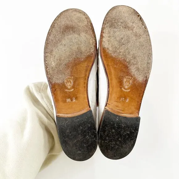 Gucci Vintage Horsebit Ostrich Leather Driving Loafers Flats White 36 / 6