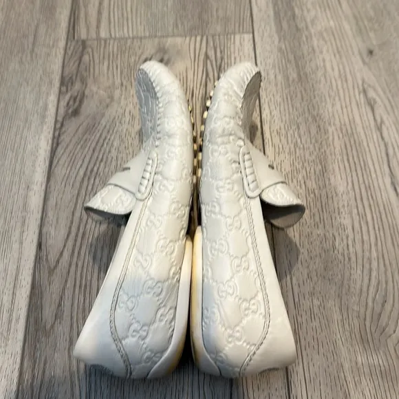 Gucci White Guccissima Leather Penny Loafers
