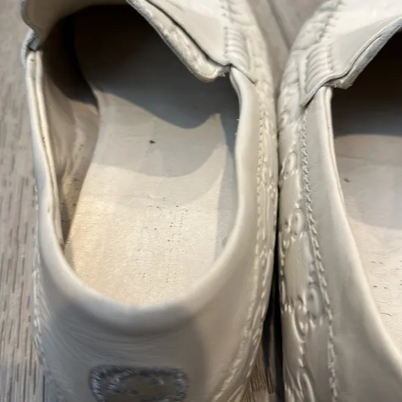 Gucci White Guccissima Leather Penny Loafers
