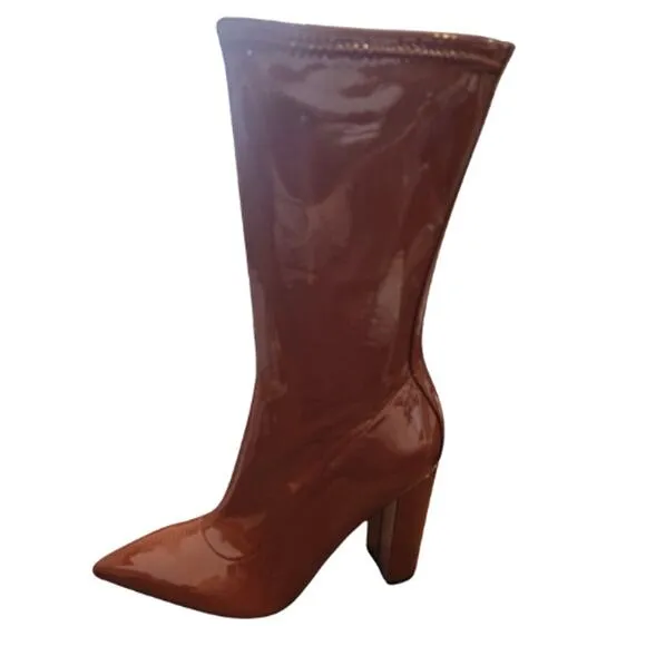GUESS Abbale Block Heel Mid Calf Boots in Caramel NEW Size 10