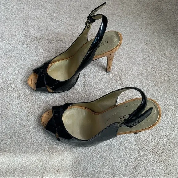 Guess Patton Leather Open Toe Hi-Heel Sandals