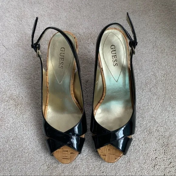 Guess Patton Leather Open Toe Hi-Heel Sandals
