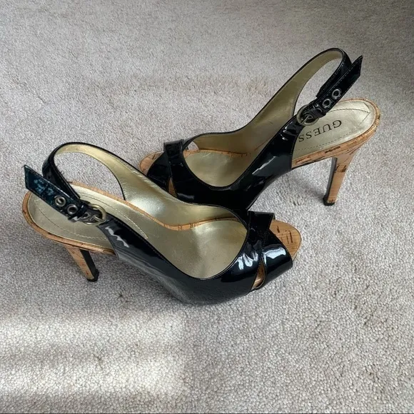 Guess Patton Leather Open Toe Hi-Heel Sandals
