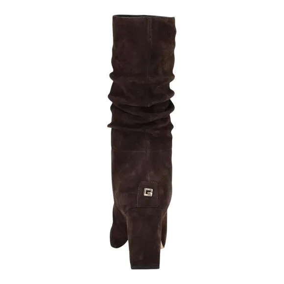 Guess Women's Yeppy Mid Calf Slouchy Block Heel Dress Boots Brown Size 8 1/2
