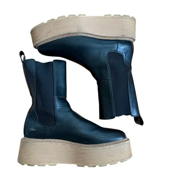H&amp;M Black Platform Chelsea Boots Size 38 US 7 Bloggers Classic