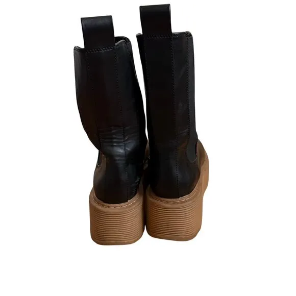 H&amp;M Black Platform Chelsea Boots Size 38 US 7 Bloggers Classic