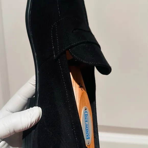H&amp;M Black Suede Penny Loafers.