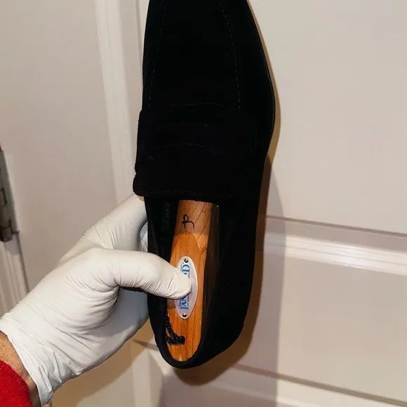 H&amp;M Black Suede Penny Loafers.