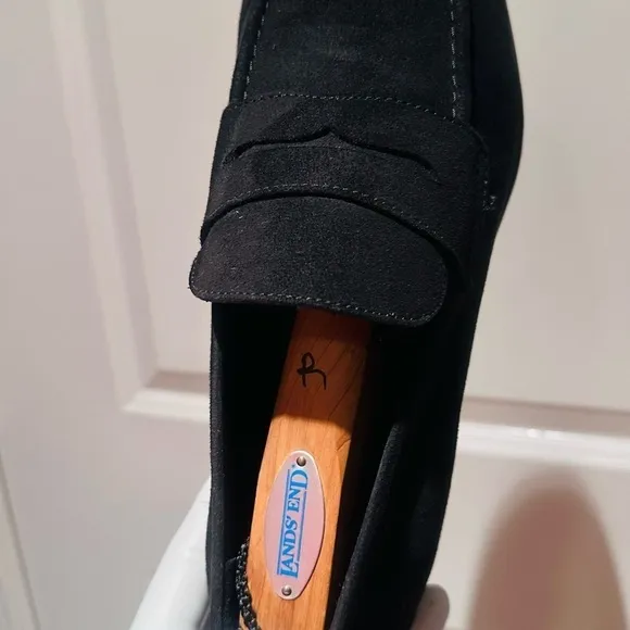 H&amp;M Black Suede Penny Loafers.