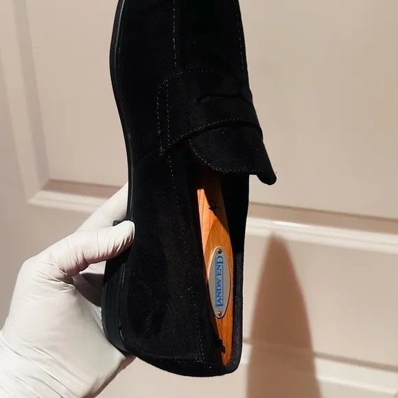 H&amp;M Black Suede Penny Loafers.