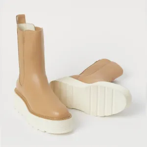 h&amp;m leather high profile platform chelsea boots