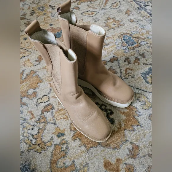 h&amp;m leather high profile platform chelsea boots