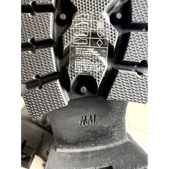 H&amp;M Womens Chunky Lace up Leather Boots Grunge Goth Whimsygoth SZ 9: NWT/No Box