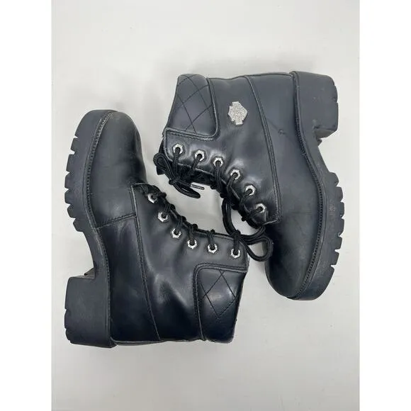 Harley-Davidson Moto Riding Boots Leather Chunky Heel Women’s 7.5