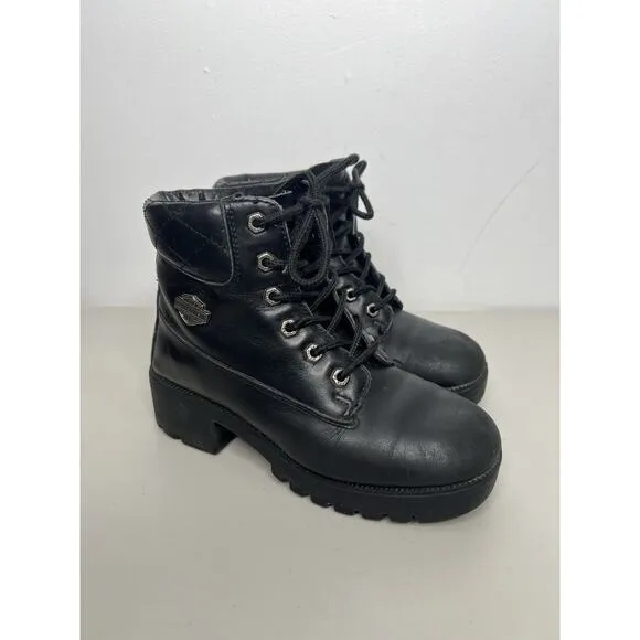 Harley-Davidson Moto Riding Boots Leather Chunky Heel Women’s 7.5