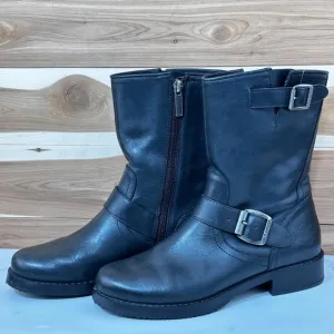 Harley Davidson Motorcycle Boots Black Leather Buckle Accent Zip Size 7