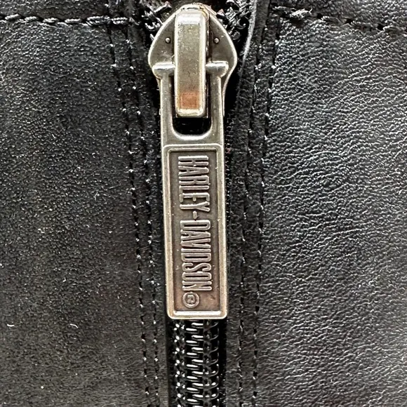 Harley Davidson Motorcycle Boots Black Leather Buckle Accent Zip Size 7